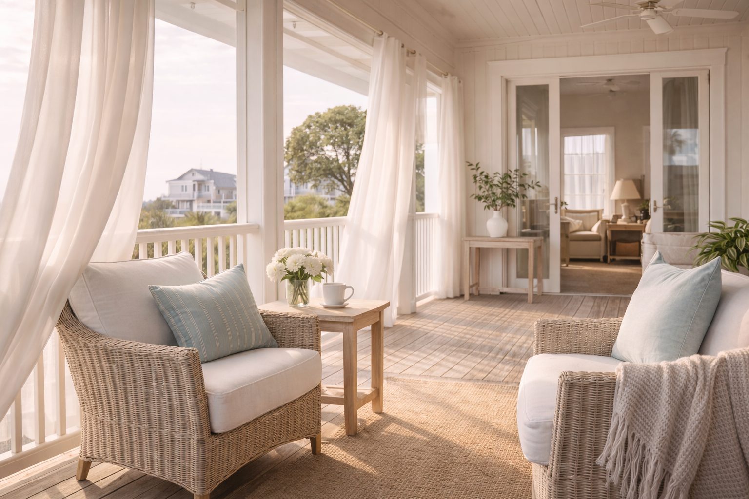 Coastal Florida home interior in soft morning light