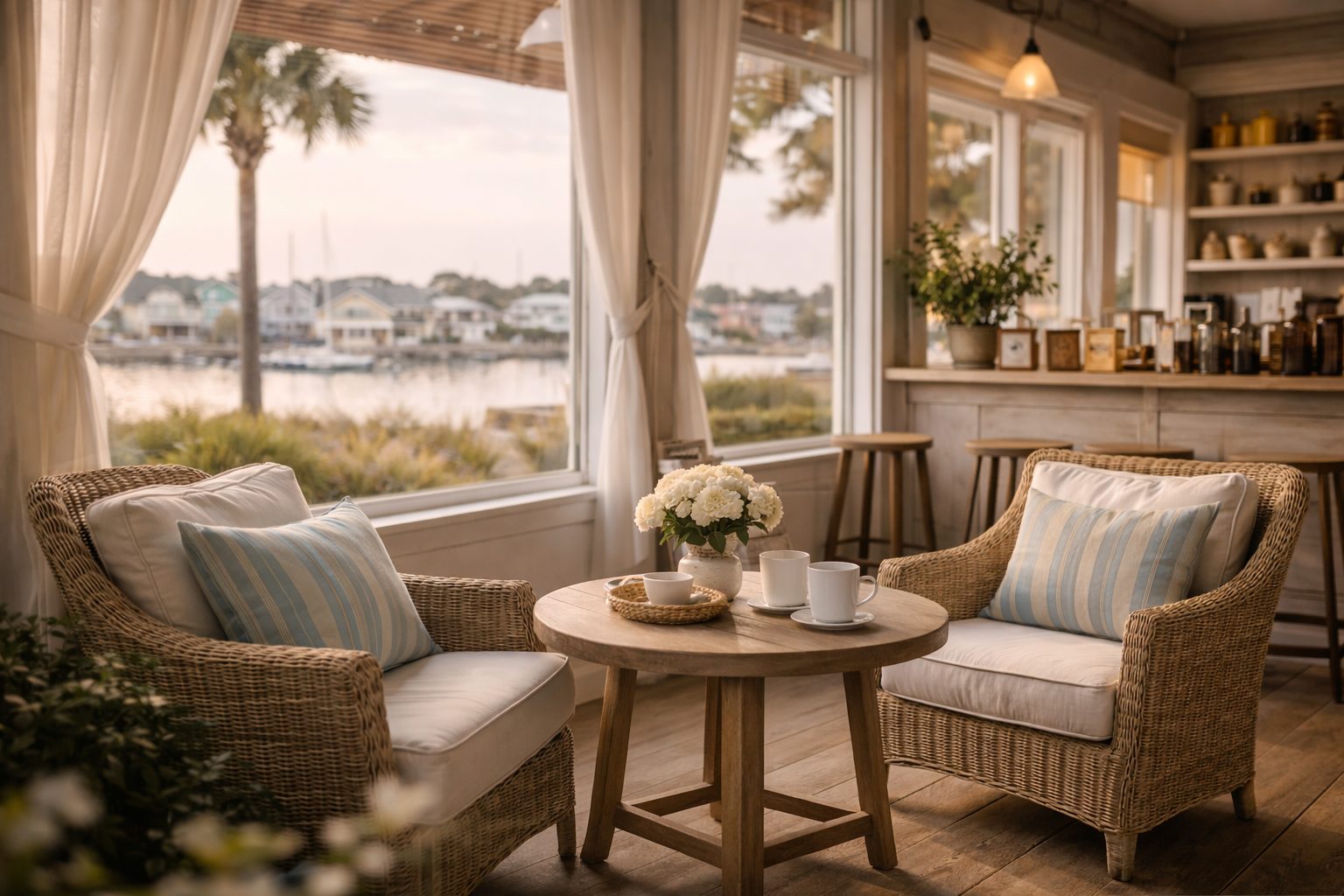 Quiet coastal setting in Northwest Florida with soft morning light